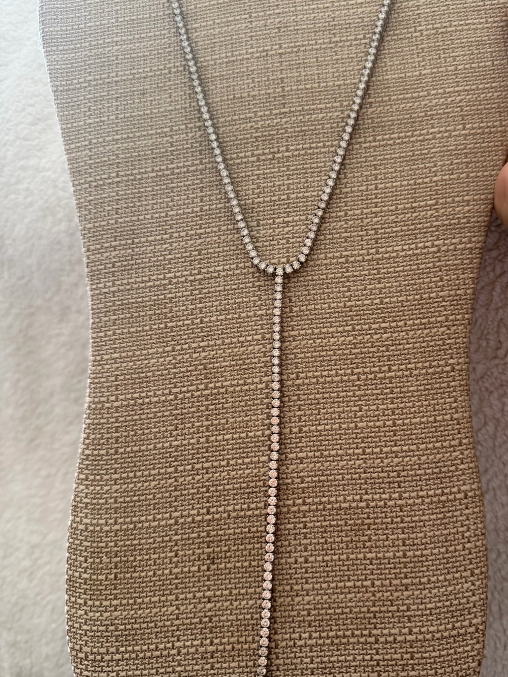 Crystal Y-Drop Tennis Necklace - sterling Silver elegant piece .